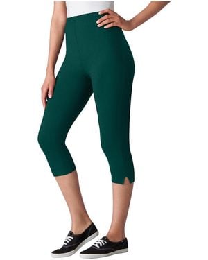 Woman Within Plus Size Within Stretch-cotton Knit Pull-on Capri leggings - Green