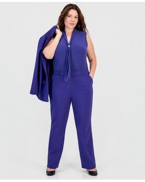 Kasper Plus Size Audrey Pull-on Mid-rise Pants - Blue
