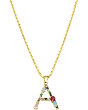 Adornia 14k Gold-plated Multi Color Stone Initial Necklace - Metallic