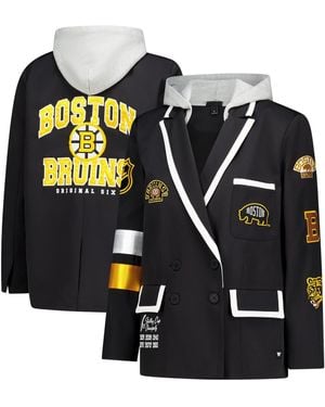 The Wild Collective Boston Bruins Original 6 Hooded Blazer - Black