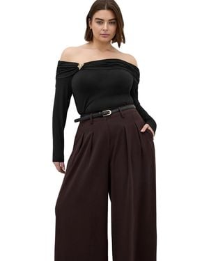 City Chic Plus Size Buckle Detail Top - Black