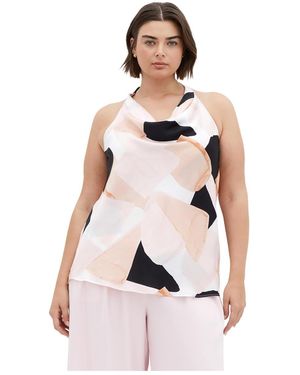 City Chic Chloe Cowl Neck Print Top - Pink