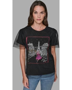 Karl Lagerfeld Crewneck Lace Layer T-shirt - Black