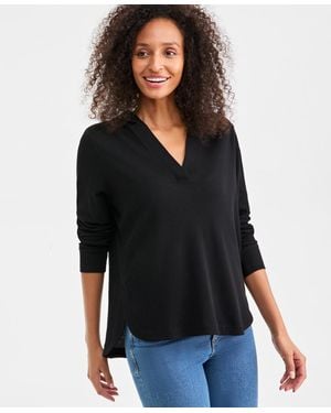 Style & Co. Waffle-knit Pullover Hoodie - Black