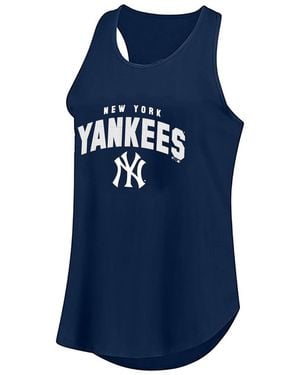 Fanatics New York Yankees Plus Size Wordmark Racerback Scoop Neck Tank Top - Blue