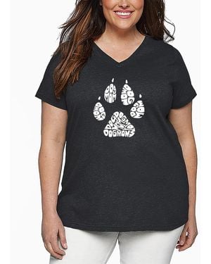 LA Pop Art Plus Size Dog Mom Word Art V-neck T-shirt - Black