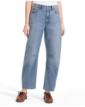 Lands' End Soft Denim Mid Rise Relaxed Barrel Leg Ankle Jeans - Blue