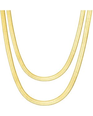 BEN ONI Maelle 2 Pieces Herringbone Necklace Set - Metallic