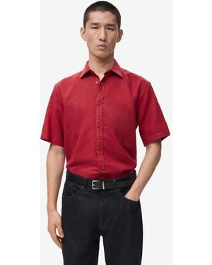 Mango Short Sleeved Cotton Shirt - Red