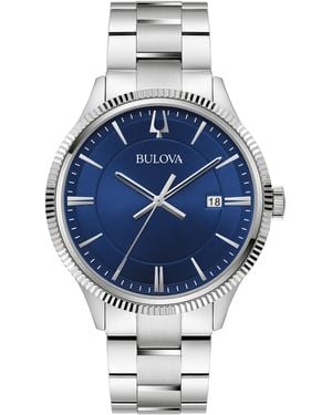 Bulova Classic Quartz Stainless Steel Bracelet Watch 42mm - Blue