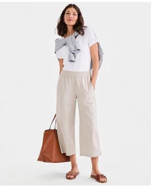 Style & Co. Pull-on Wide-leg Capri Pants - White