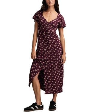 Lucky Brand Simone Printed Short-sleeve Midi Dress - Red