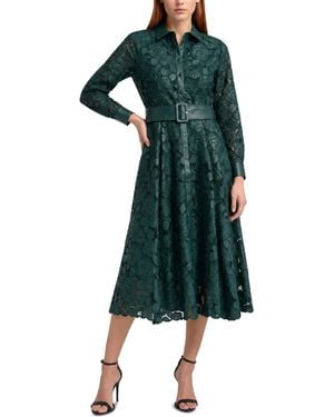 Tahari Kennedy Floral-print Lace Midi Dress - Blue