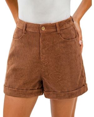 CUPSHE Vintage Soul High-waisted Wide-leg Corduroy Shorts - Brown