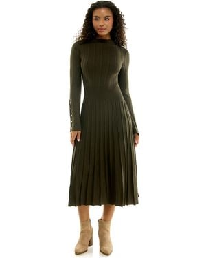 Invitee Long-sleeve Mock Neck Midi Sweater Dress - Green