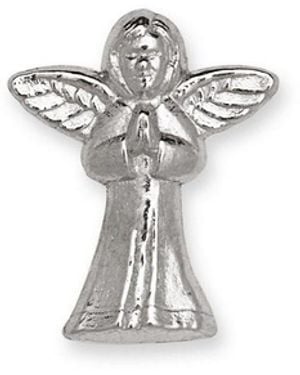 Curata Jewelry Solid 14k Gold Praying Angel Lapel Pin - White