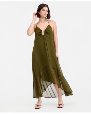 BarIII Chiffon Halter High-low Maxi Dress - Green