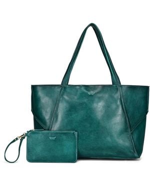 Old Trend Wishbone Extra-large Leather Carryall Tote Handbag - Green
