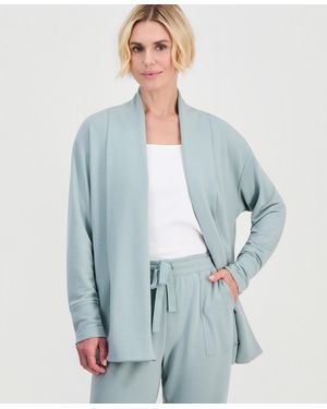 Style & Co. Petite Luxlounge French Terry Fleece Cardigan - Blue