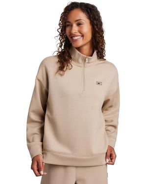 Reebok Double Knit Cropped Half Zip Long-sleeve Sweatshirt - Natural