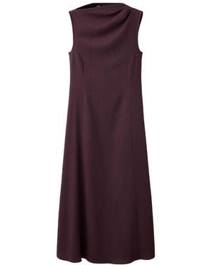 Mango Gathered Details Textured A-line Midi Dress - Purple