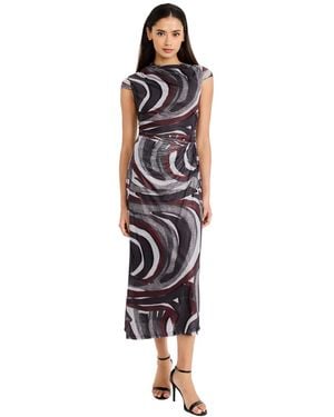 Donna Morgan Ruched-waist Cap-sleeve Maxi Dress - Multicolor