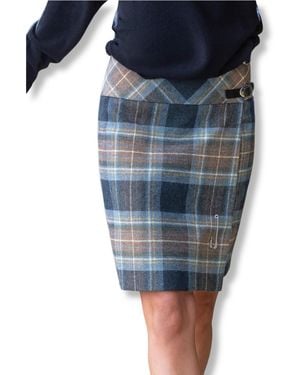 Celtic & Co. The British Celt Kilt Plaid A-line Wool Skirt - Blue