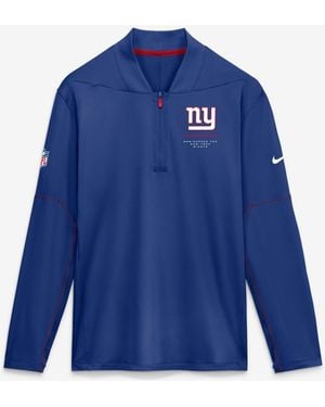 Nike New York Giants Sideline Midweight French Terry Half-zip Pullover - Blue
