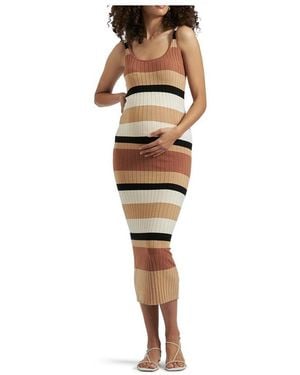 Ripe Maternity Maternity Ripe Sarah Stripe Knit Dress - White