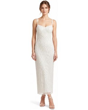 Lara Beaded Midi Sweetheart Dress - White