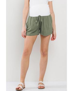 Hello Miss Maternity Relaxed Over-the-belly Pull-on Shorts - Green