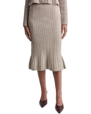 BCBGMAXAZRIA High-waisted Cable-knit Midi Skirt - Natural
