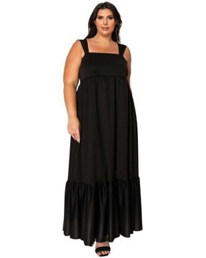 L I V D Plus Size Angelika Ruffled Hem Maxi Dress - Black
