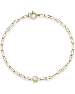 Anzie Classique Birthstone Paperclip Bracelet - Metallic