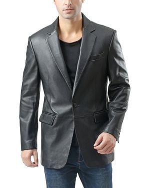 BGSD Men Nicholas One-button Leather Blazer - Black