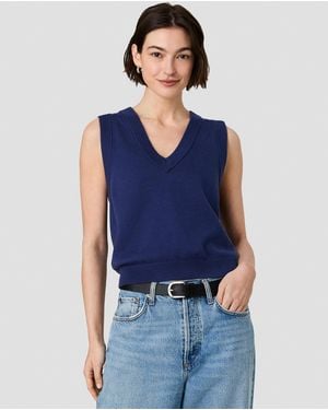 French Connection Willa V-neck Sleeveless Knit Vest - Blue