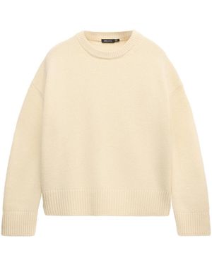 Mango Selection Crewneck Wool-blend Sweater - Natural