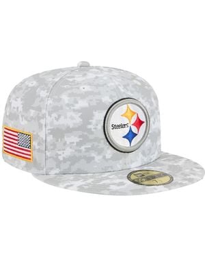 KTZ Pittsburgh Steelers 2025 Salute To Service Fan Pack 59fifty Fitted Hat - White
