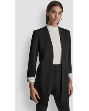 DKNY Collarless Open-front Topper Jacket - Black