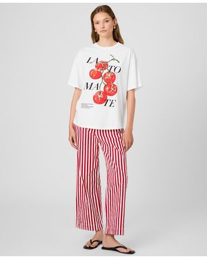 French Connection La Tomate Printed Oversized Cotton T-shirt - Red