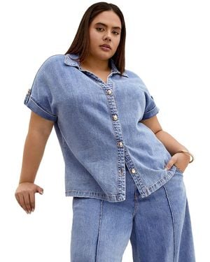 City Chic Tilly Cotton Denim Shirt - Blue