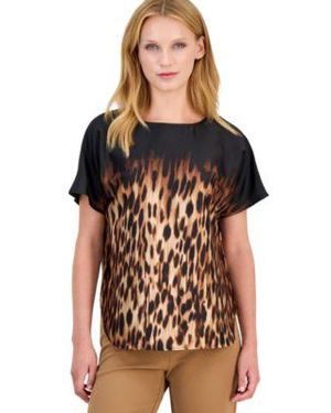 Anne Klein Leopard Print Blouse - Black