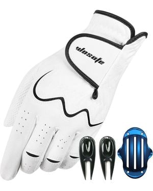 Wosofe Men S Golf Glove Left Hand Non-slip Breathable Lycra Nanocloth Soft Comfortable No Sweat All Weather Liner And Green Fork - Blue