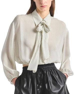 10 Crosby Derek Lam Emily Baby Dot Print Georgette Tie-neck Blouse - Gray