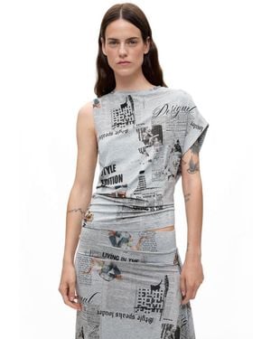 Desigual Printed T-Shirt 100% Cotton, Viscose - Gray