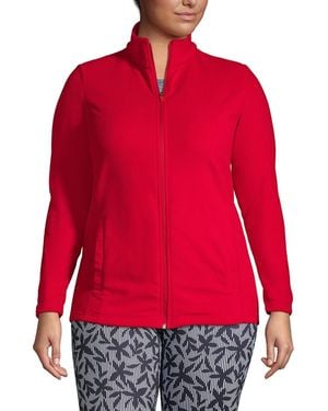 Lands' End Plus Size Anyweather Fleece Full Zip Jacket - Red