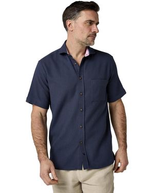 Koy Clothing Cotton Short Sleeve Sack Weave Shirt - Blue
