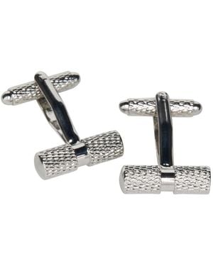 Perry Ellis Silver-tone Textured Barrel Cufflinks - Metallic