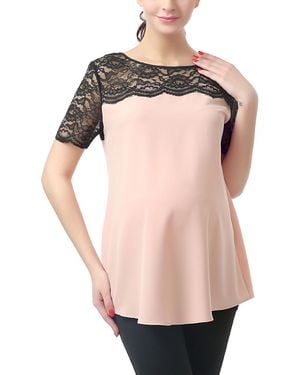 Kimi + Kai Kimi + Kai Maternity Lace Trim Blouse - Pink