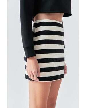 Grey Lab Stripe Terry Skirt - Black